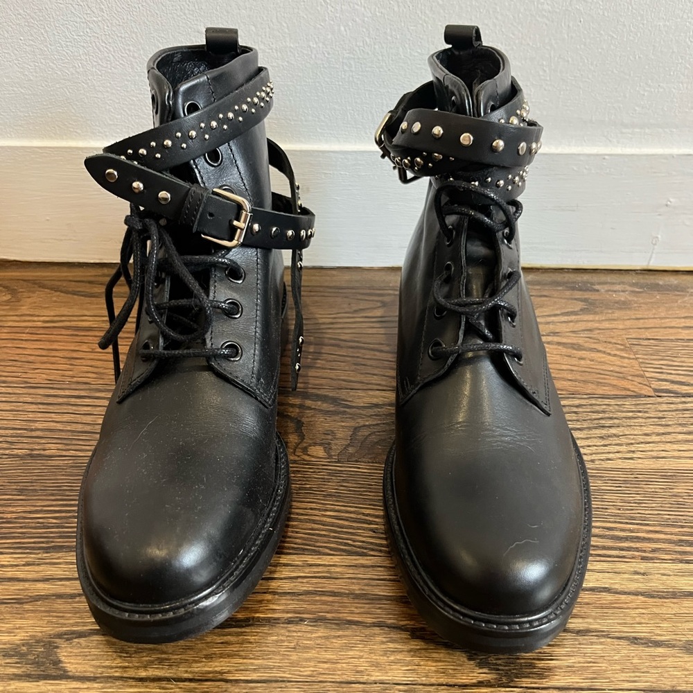 Maje Black Combat Boots Sz 37